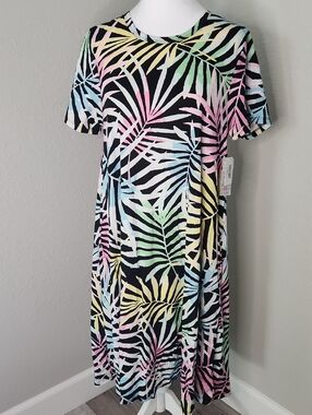 NWT LuLaRoe Jessie Dress Pastel Pink, Yellow, Blue, Mint Tropical Palm Print